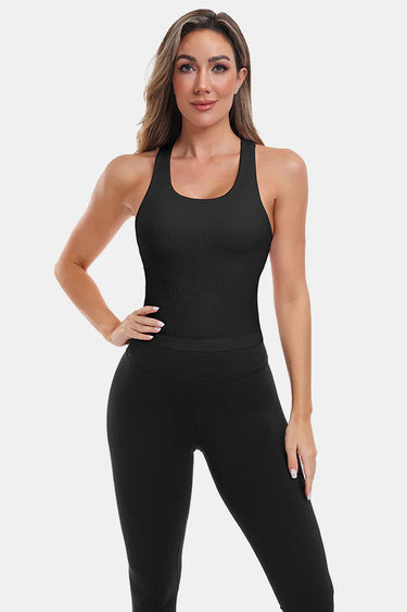 Black Seamless Racerback Yoga Tank